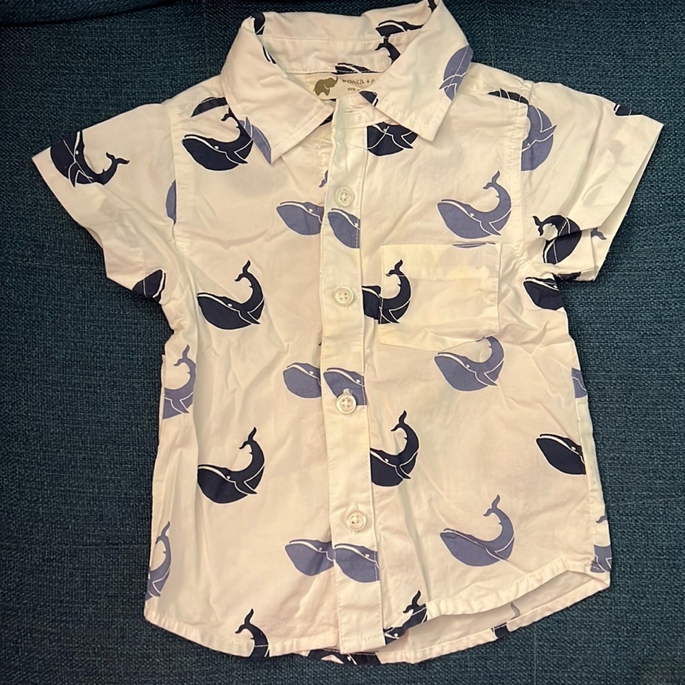 Monica and Andy Whale Print Button Down | Sz 12-18mo